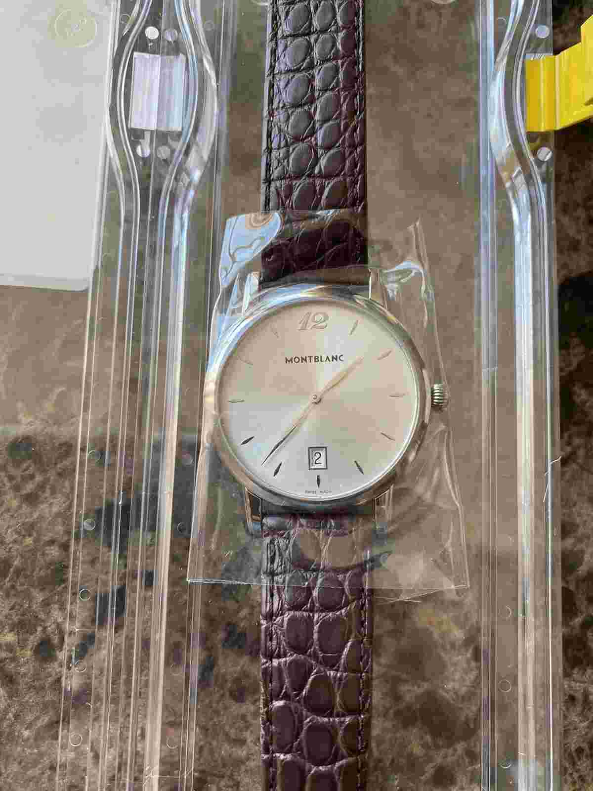 Montblanc Star Classique Date Stainless Steel Brown Leather Men's Watch 108770 Watches Product Description