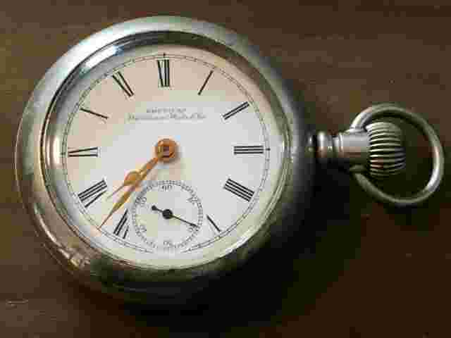 1897 American Waltham Pocket Watch Railroad Train Design Works Sidewinder 7j