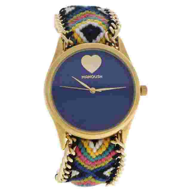 Manoush Mshhibc Hindi Heart - Gold/blue Nylon Strap Watch 1 PC Watches