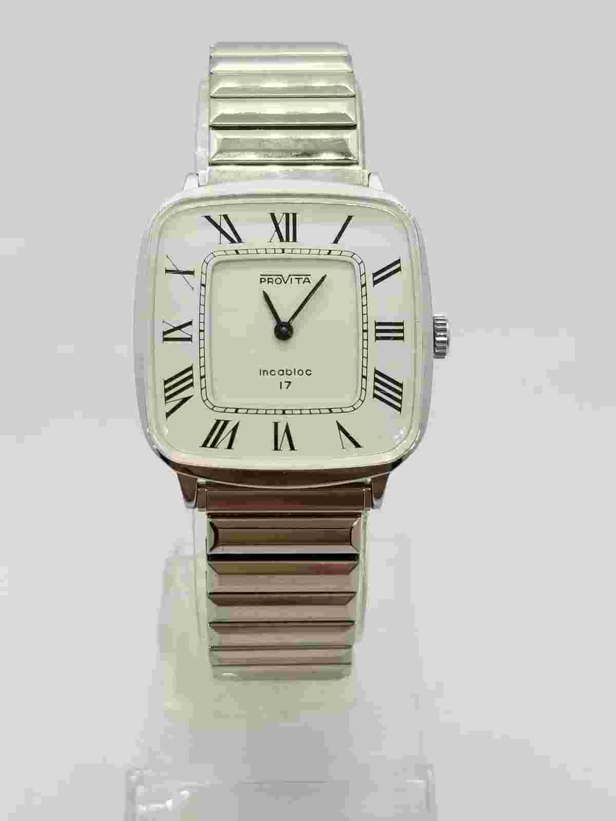 Vintage Provita Mens Watch Incabloc 17 Jewel  Double Layer  Dial Roman Numerics