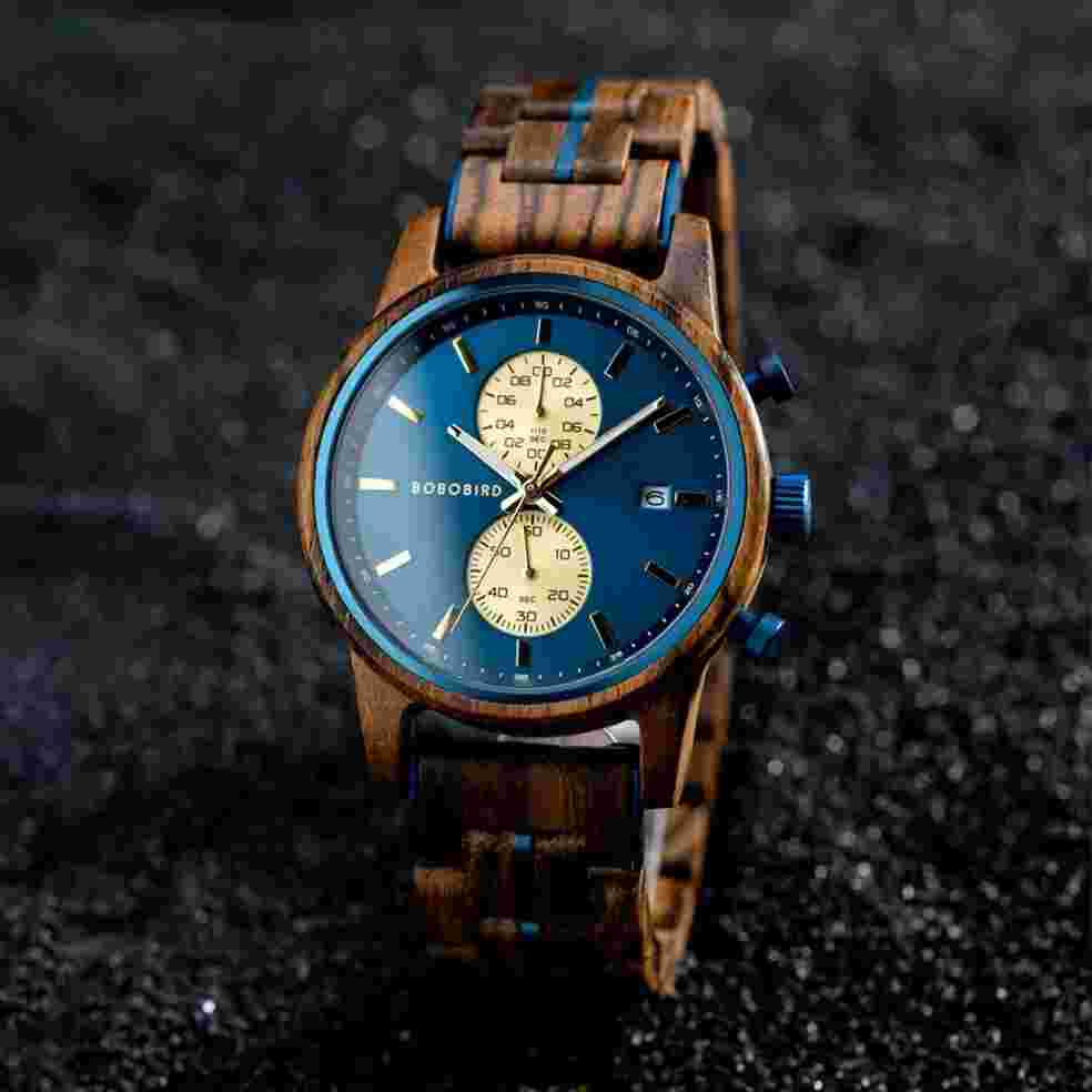 BOBO BIRD Mens Watches Luxury Wooden Chronograph Watch For Men Quartz Watches