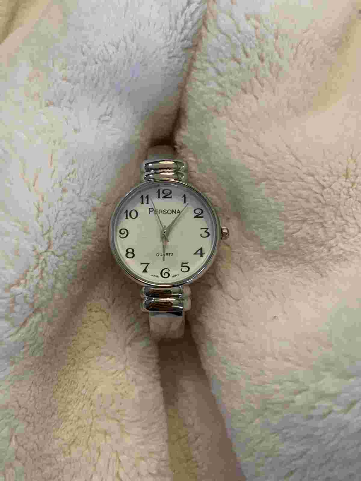 NEW Persona Silver Tone Cuff Quartz Watch