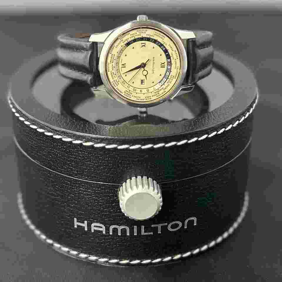 Rare Mint Hamilton Worldtimer 8984 Swiss Made 38mm Vintage Watch