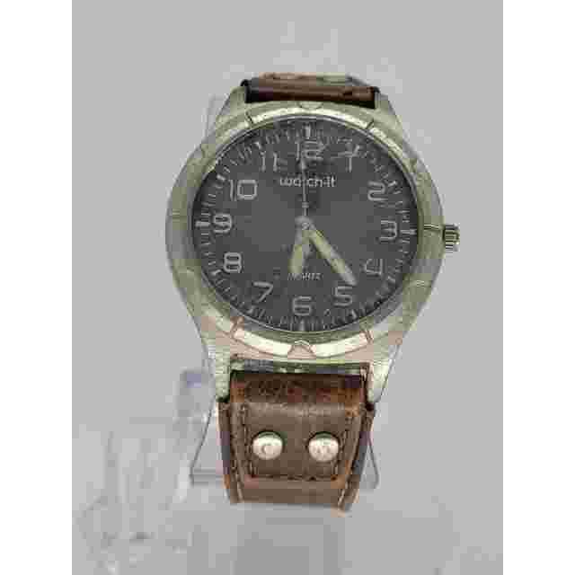 Vintage WatchIt Quartz Watch with Distressed Leather Strap