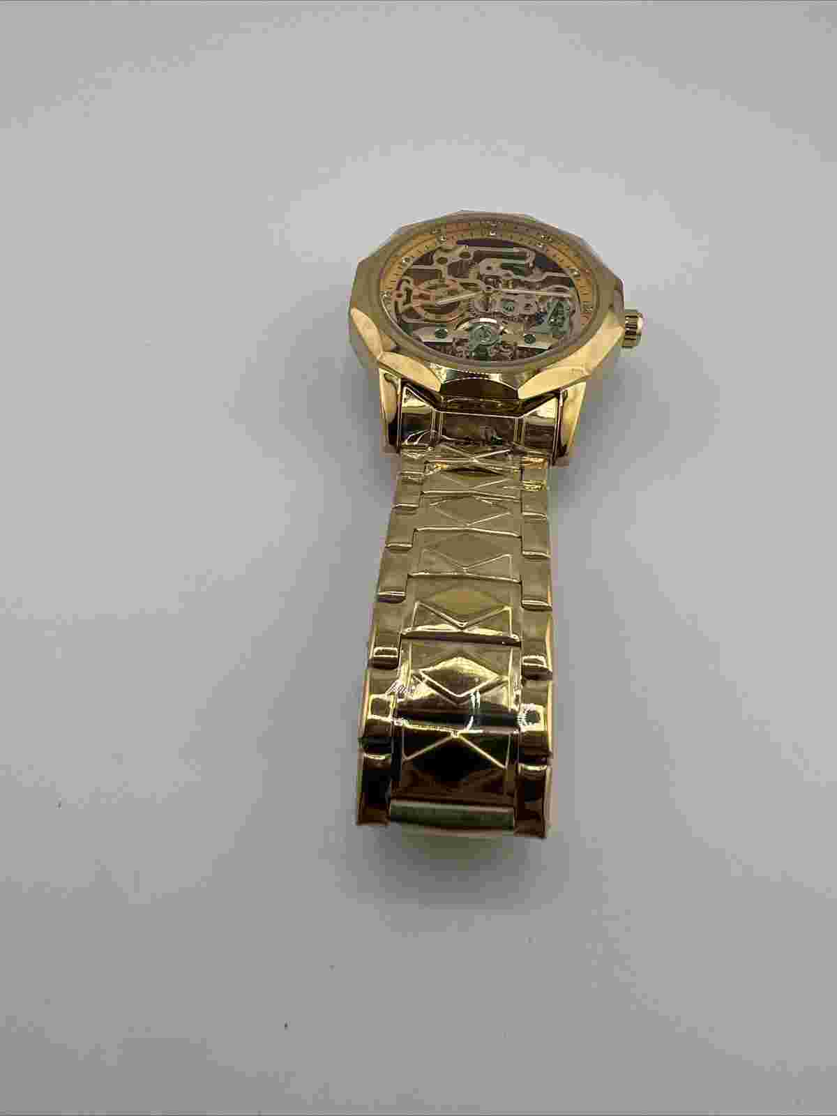 Forsining Mens Skeleton Mechanical Waterproof Luxury Watch Gold H199M
