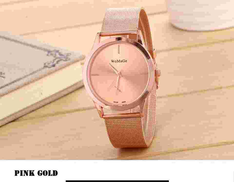 Fashion Alloy Belt Mesh Watch Unisex women's watches Minimalist Style Quartz Wat