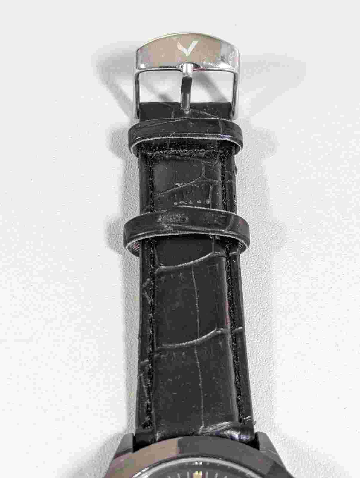 American Eagle Black Dial Round Case Faux Leather Band Watch