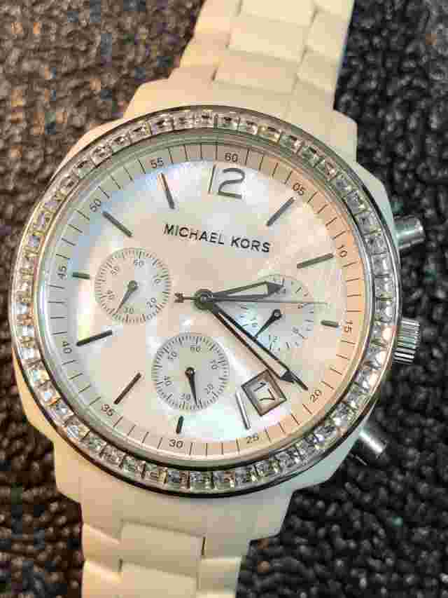 Michael Kors Women's Chronograph Watch MK 5079 Ladies Acrylic Wristwatch New Bat
