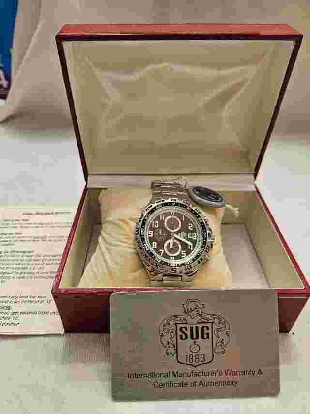 SUG Men's Watch S702-566 Stainless Black Face Japan Movement 30M