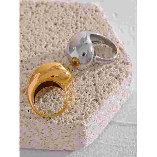 Anello “Boule” acciaio inossidabile placcato oro
