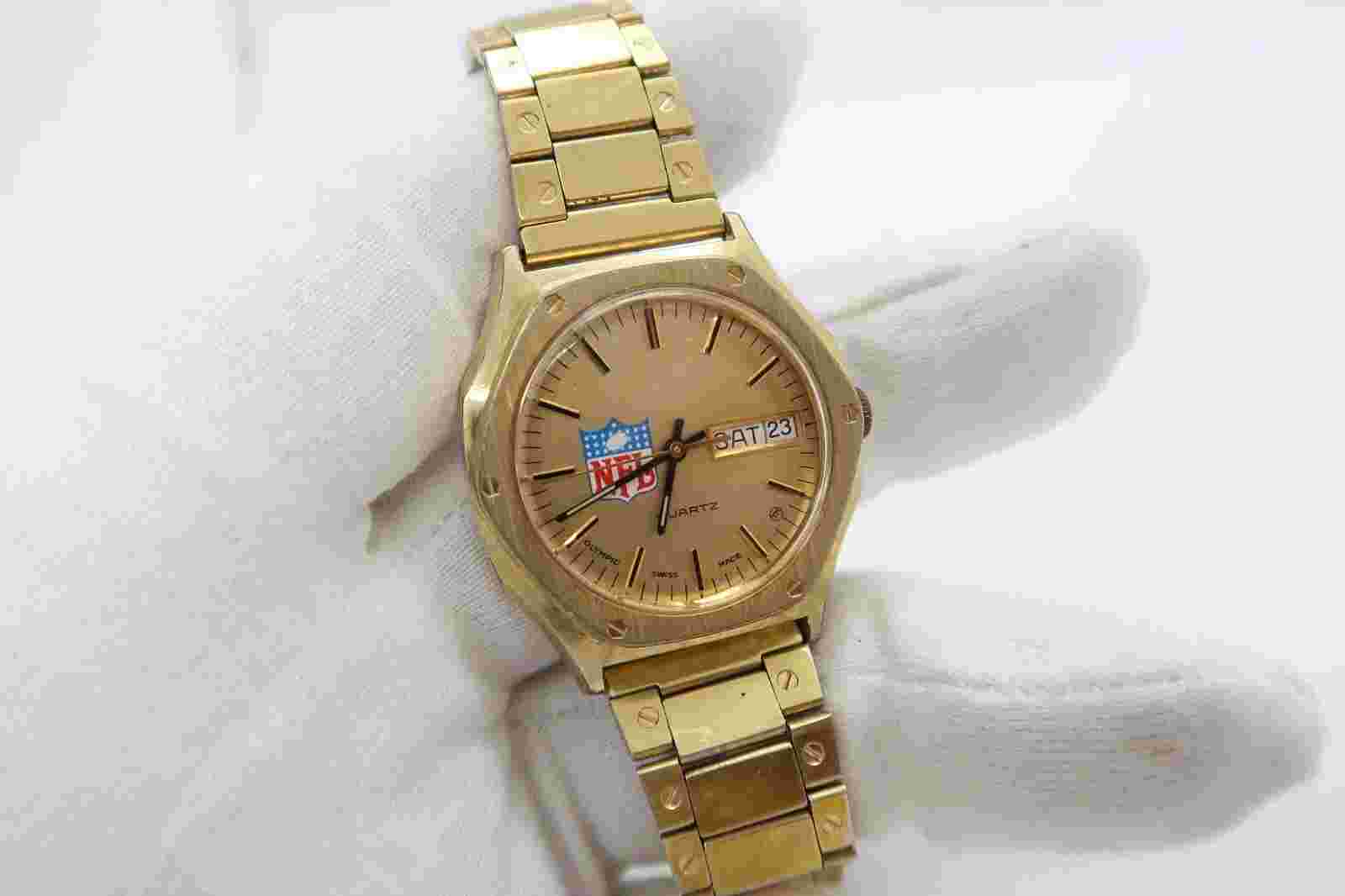 OLYMPIC 1980's "NFL DIAL" Day/Date, Swiss Early Quartz ETA Move, MEN'S WATCH 864