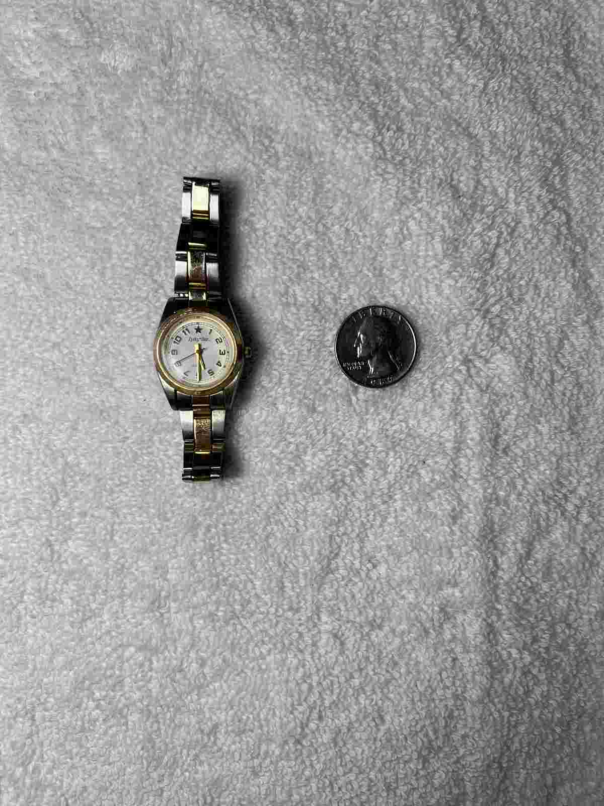 lucky star watch gold silver tones white face 27mm Sz. 8"