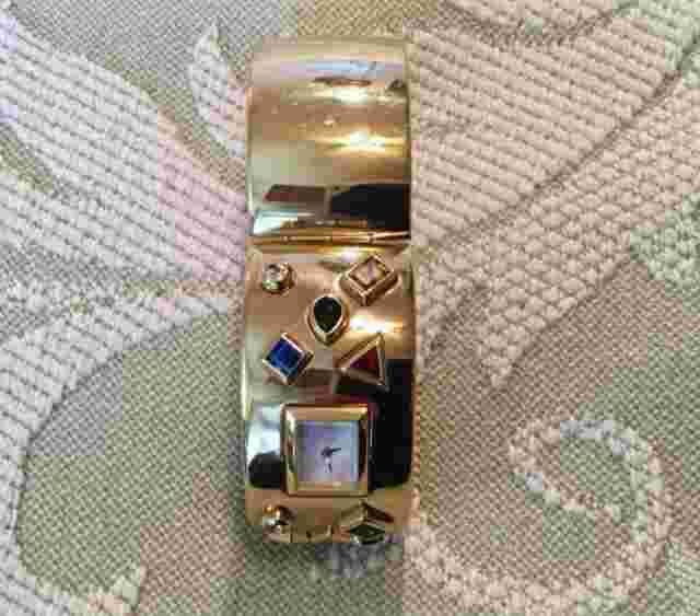 Franklin Mint Gold Plated Cuff Watch Bracelet