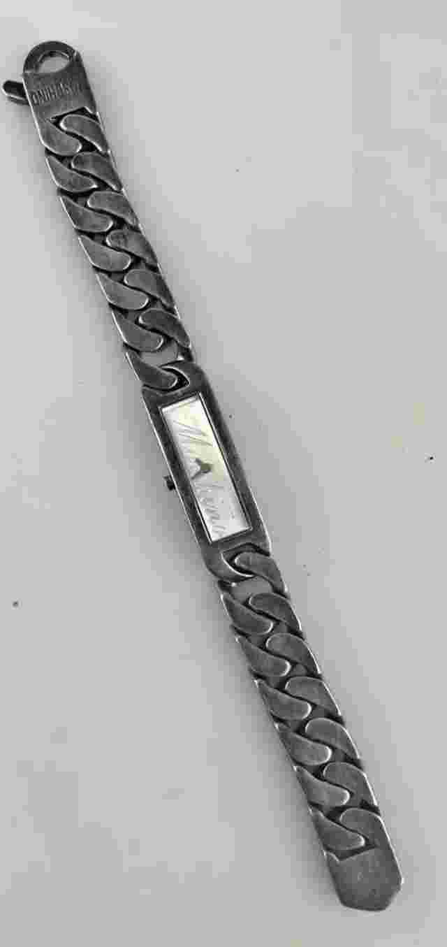 Moschino Women's Rectangular Quartz Watch Used Steel Working Bracelet