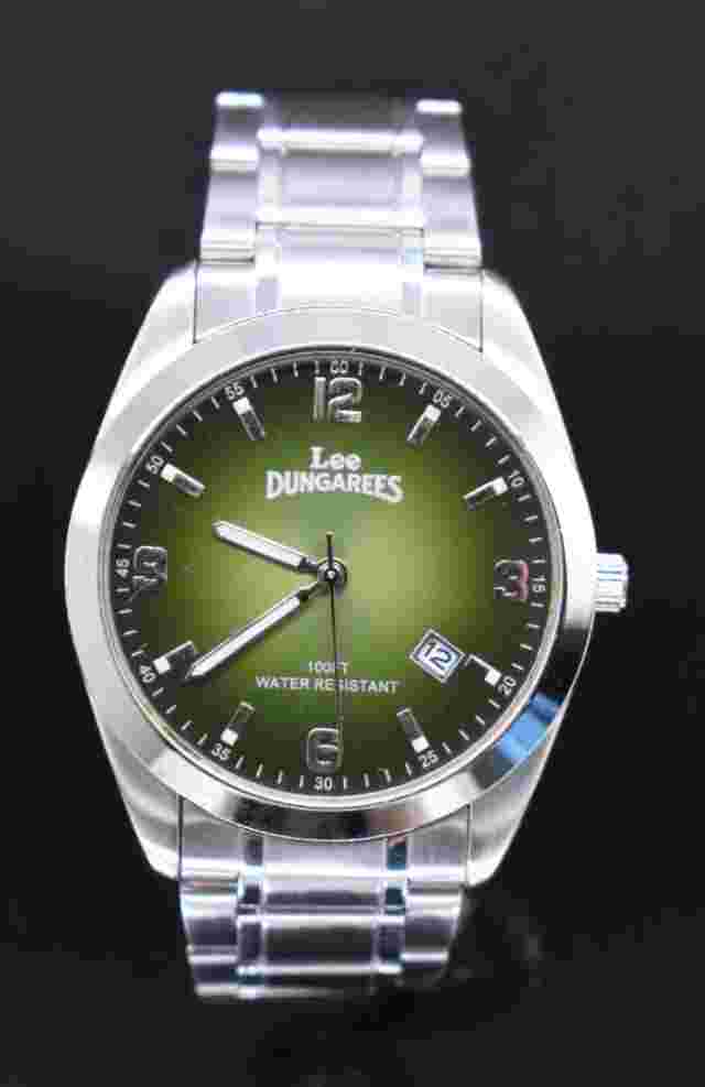 LEE DUNGAREES Jeans 30m Watch Men Green Dial Stainless NEW BATTERY