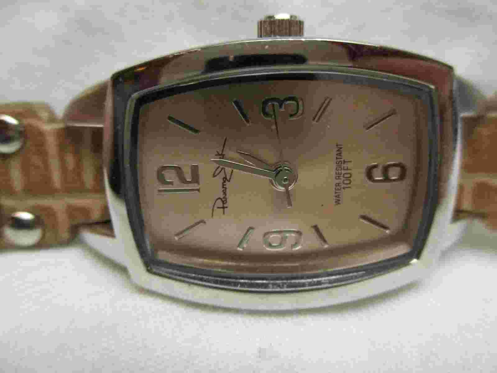 Panama Jack Women's Brown & Silver Toned Wristwatch w/ Adjustable Buckle Band