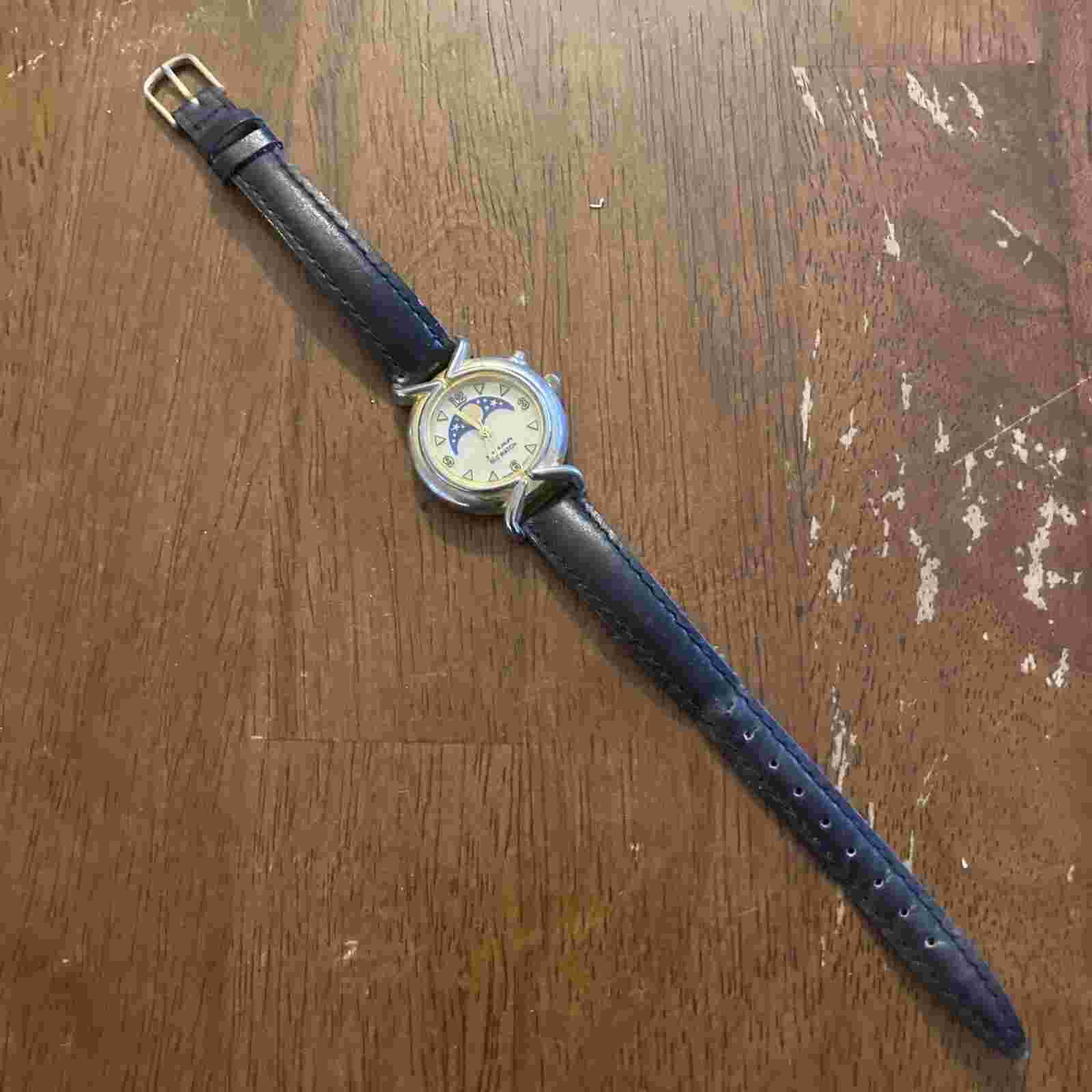 Milan ladies Quartz watch gold tone GLOWATCH Works w new battery Leather band