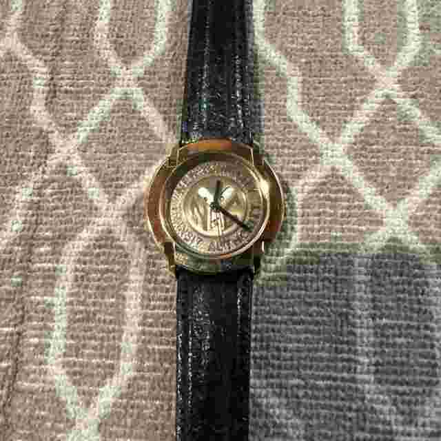 Womens NYC Transit Authority MTA Token 31mm Gold Tone Watch Leather
