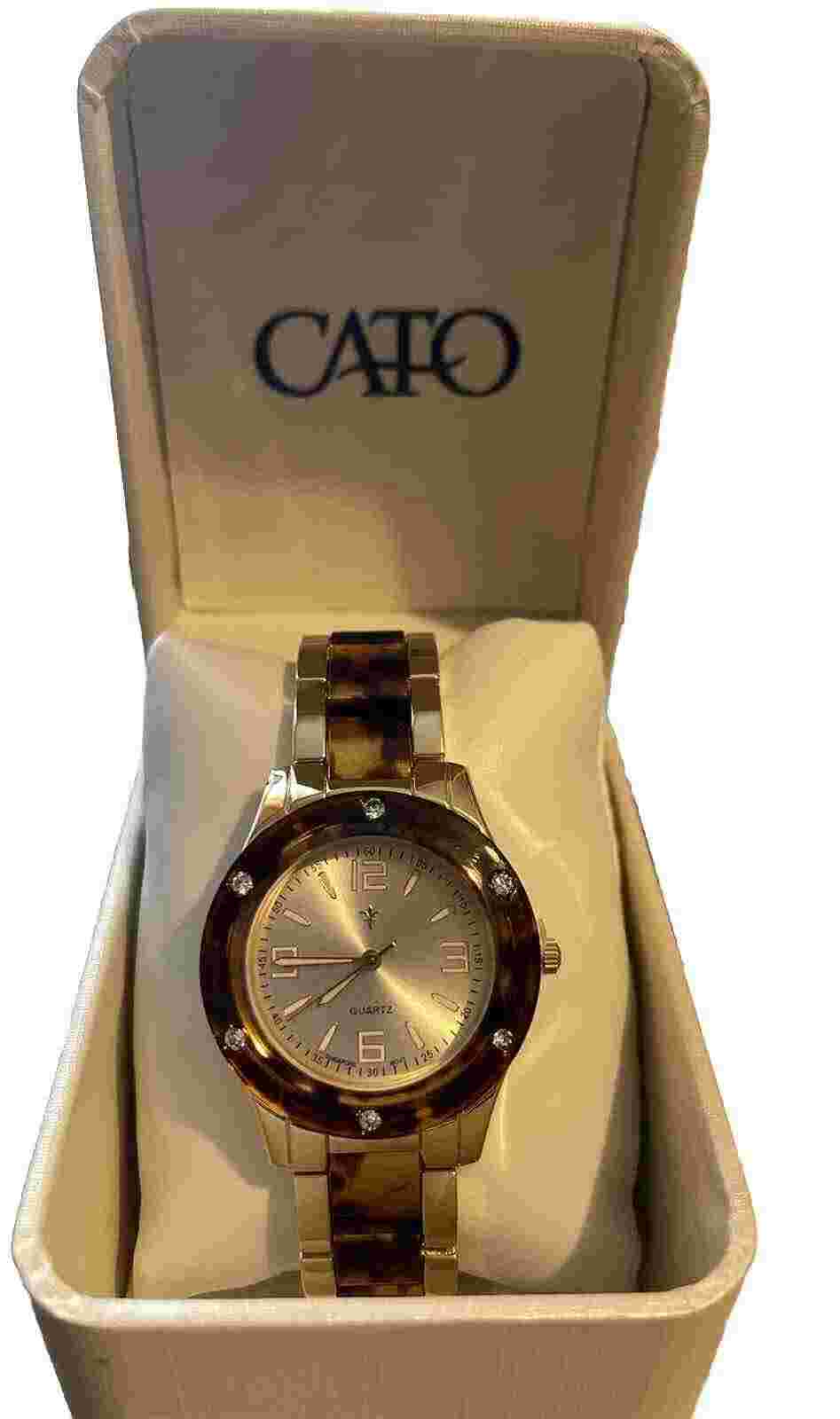 Vintage CATO Watch Women's Casual Luxury Gold / Brown Tone Stainless Steel