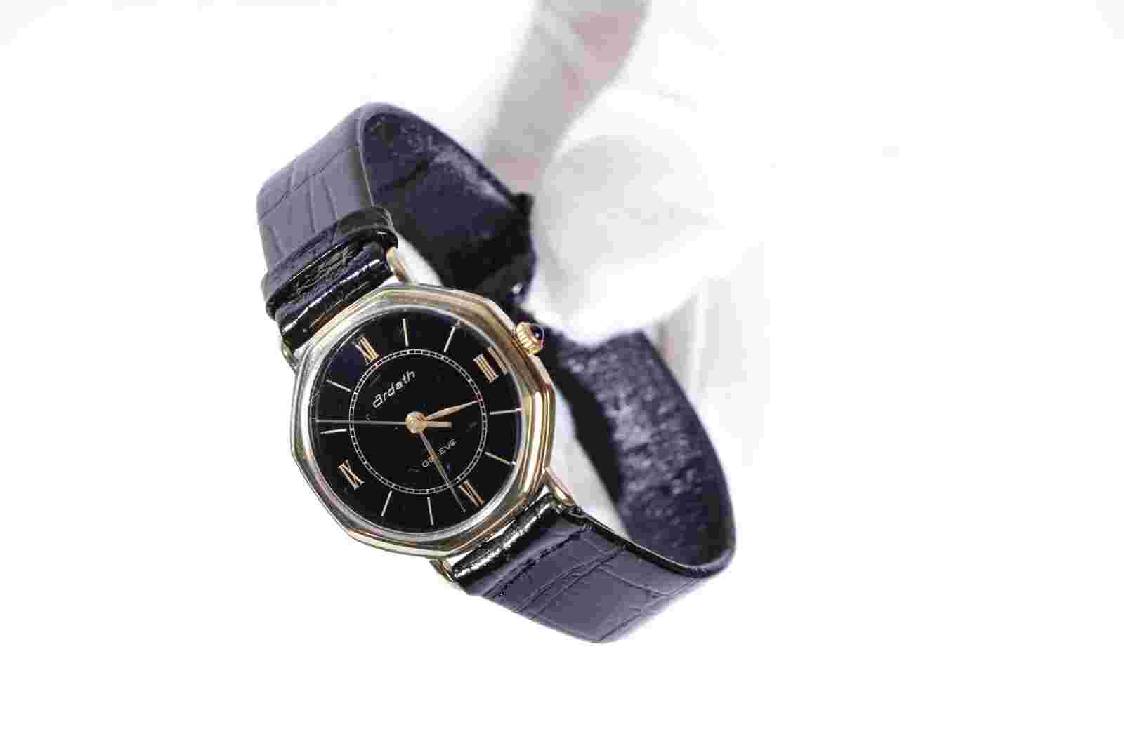 ARDATH "GENEVE" Watch 🇪🇬 Assembled in Egypt Gold Case , Gloss Black Band