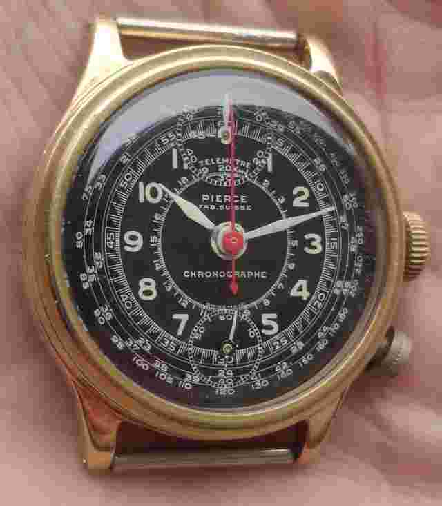Vintage men's miltary vision Pierce Monopusher chronograph watch for repair