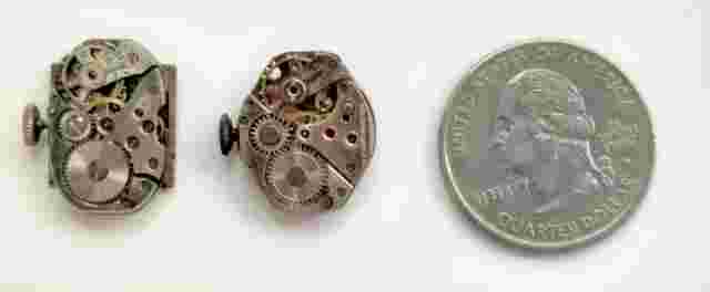 2 Small 17 Jewel Swiss Watch Movements Welsbro & Ticin As Is For Parts Only