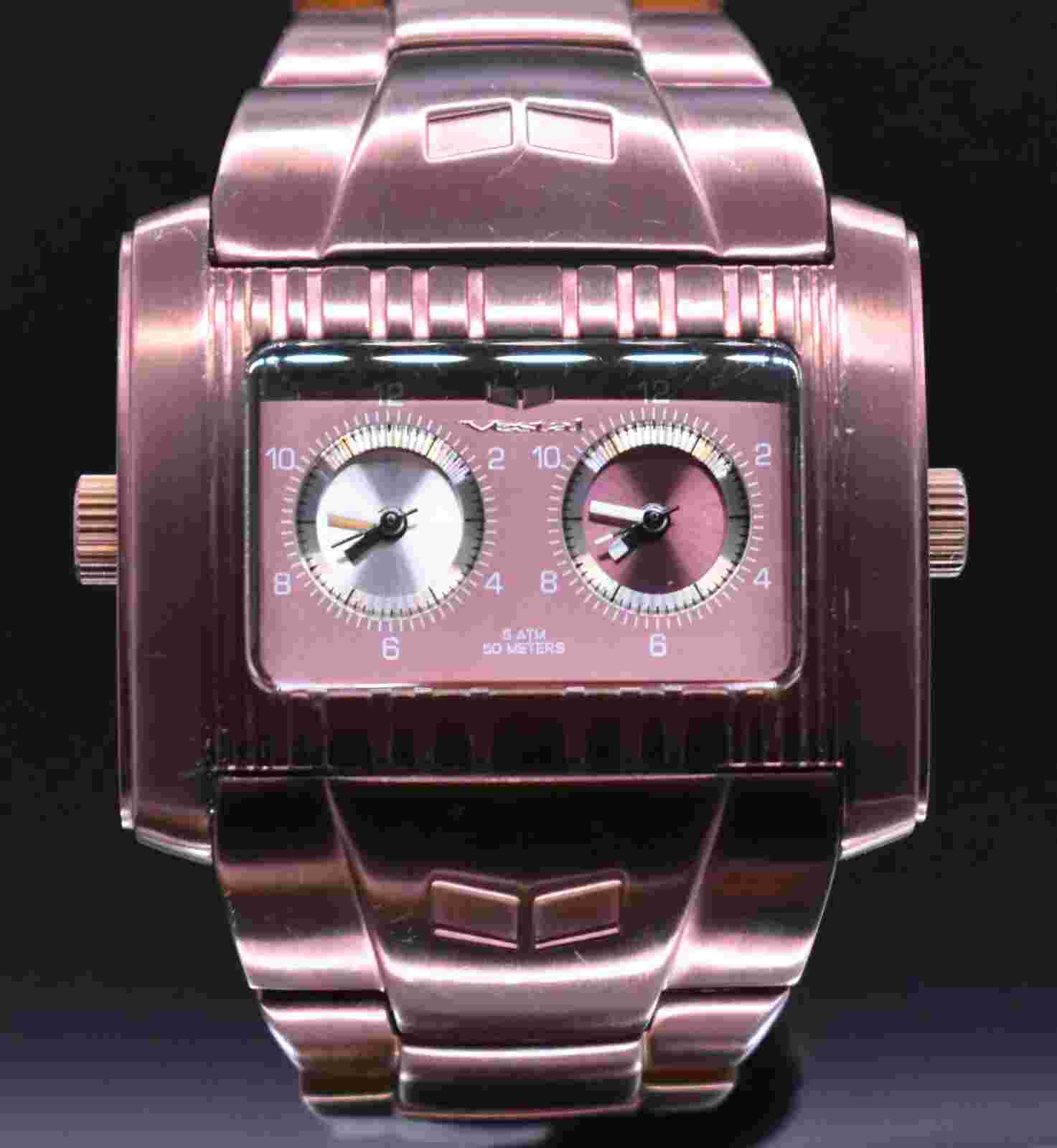 VESTAL Duophonic Timing Men's Watch Dual Time 50m Discontinued Rare NEW BATTERY