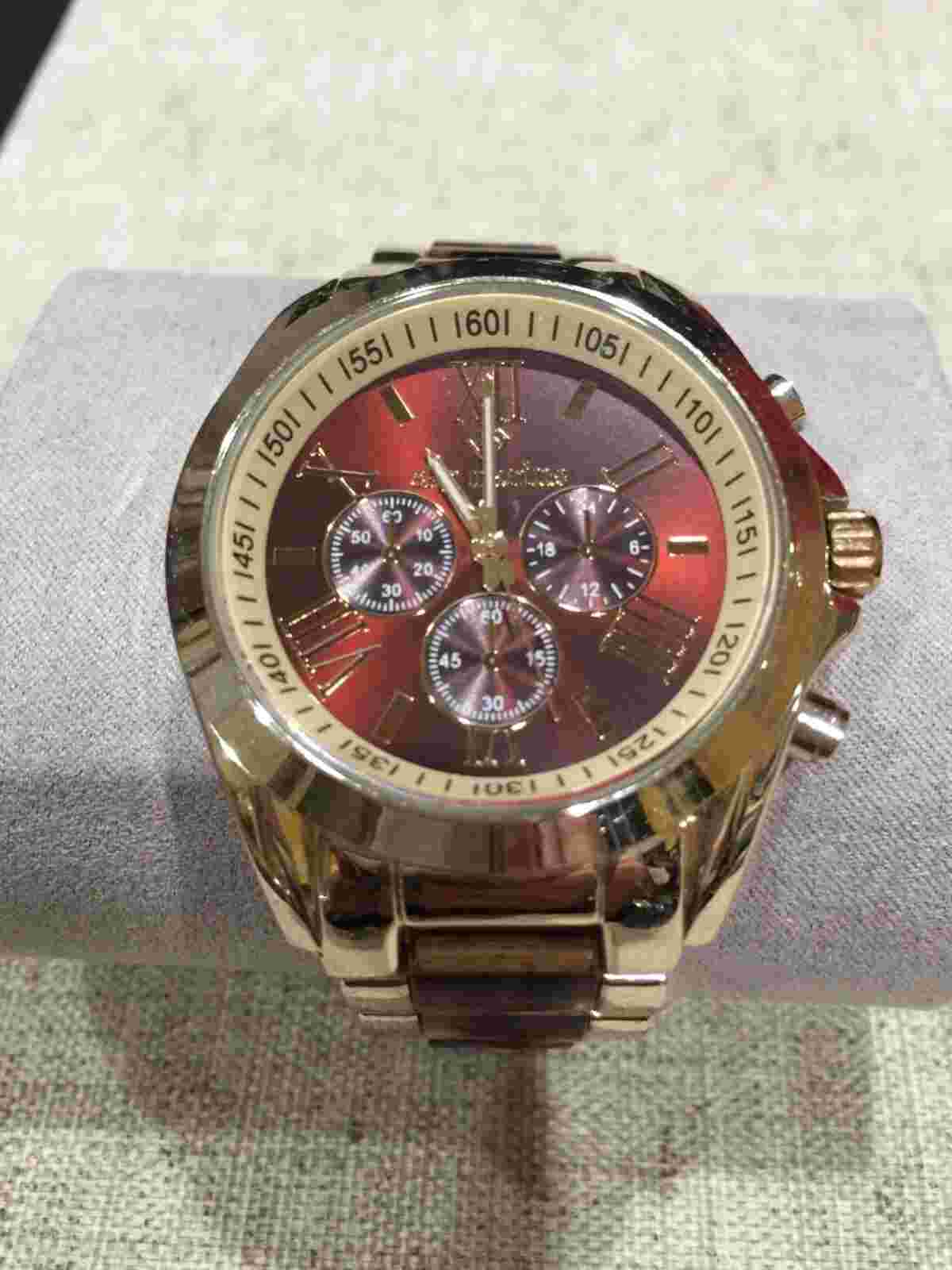 Sky Marine Mens water resistant gold tone bracelet watch japan movt New battery