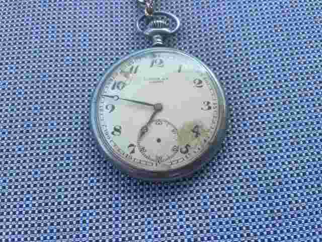 Art Deco Union S.A. Soleure Swiss RARE  Nickel Chrome Flat Pocket Watch As Is