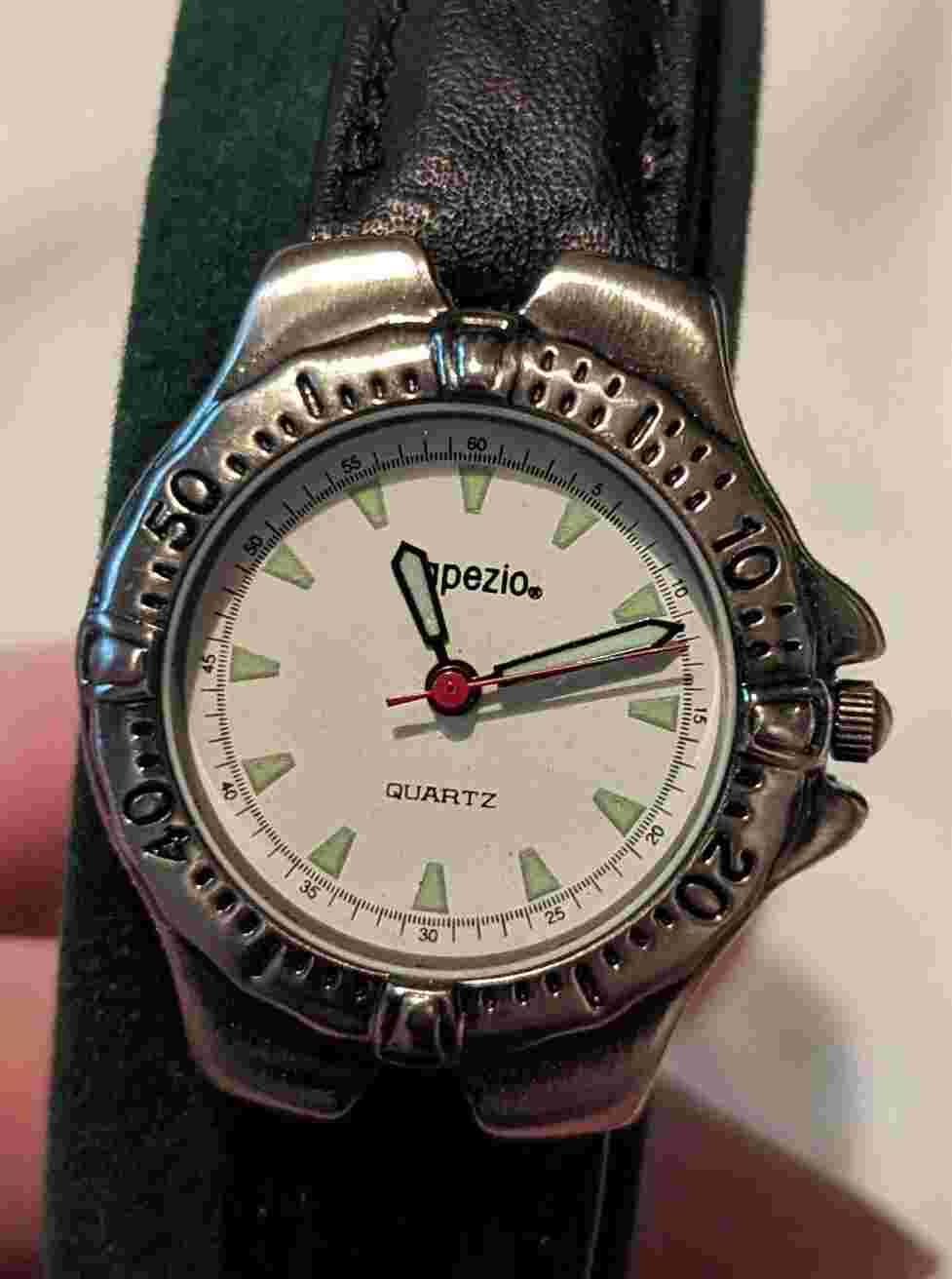 Clean Vintage Ladies Capezio Watch In Original Box with Black Leather Band