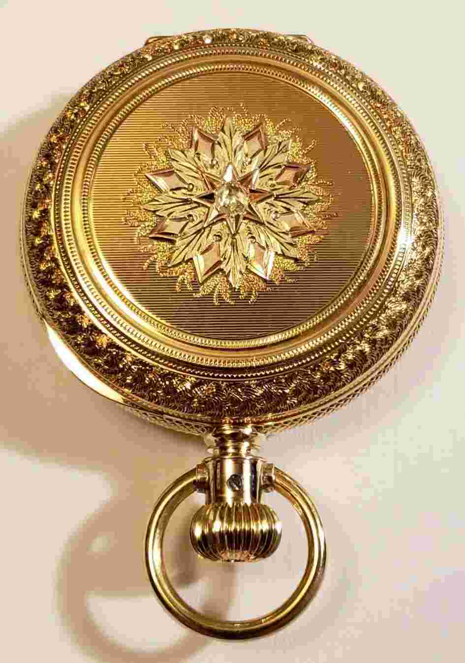 Elgin 8 size 13J  (1885) 14K. Rose cut diamond Solid Gold multi-color heavy H/C