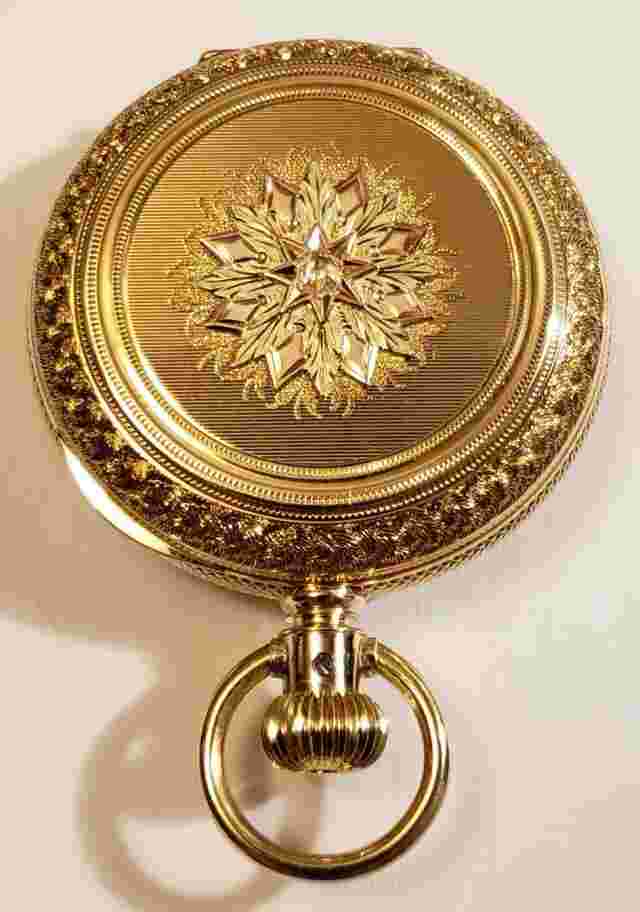 Elgin 8 size 13J  (1885) 14K. Rose cut diamond Solid Gold multi-color heavy H/C