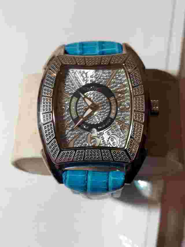 New Beautiful KING MASTER w/ Diamonds Calendar All S.Steel Men's Watch