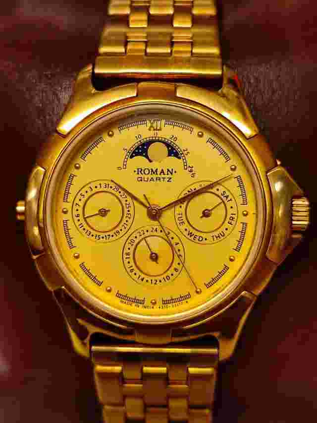 HMT ROMAN MULTIFUNCTION MOON PHASE NEW OLD STOCK 4310-01A INDIA MEN FULL WORKING