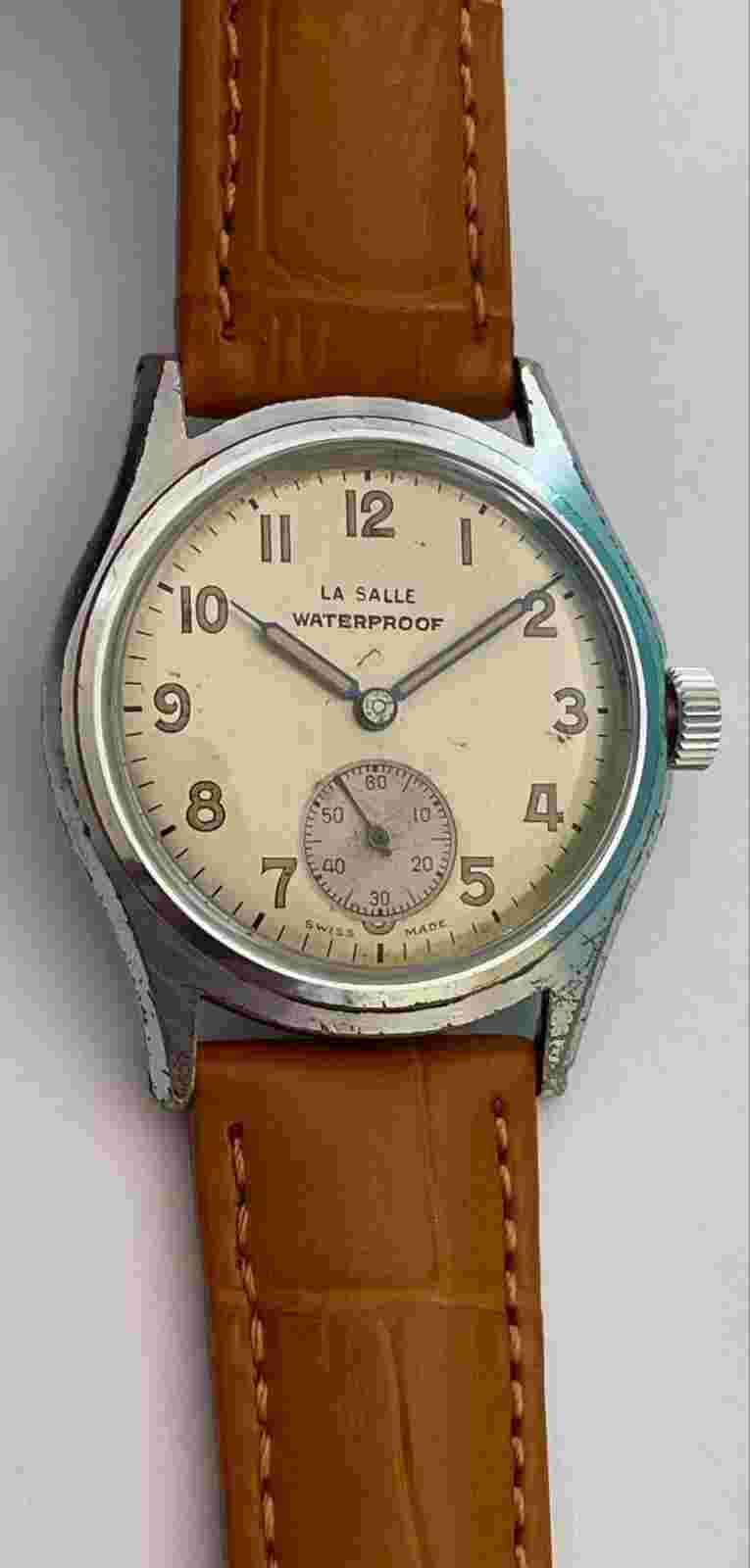 Vintage Military LA SALLE Rodana Watch Swiss Made Waterproof Estanco Fab Suisse