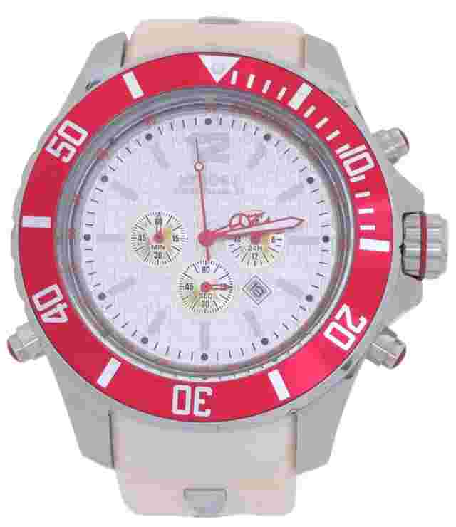 Kyboe! Men's Watch Giant 55MM Stainless Steel Case Chrono Beige Band Backlight