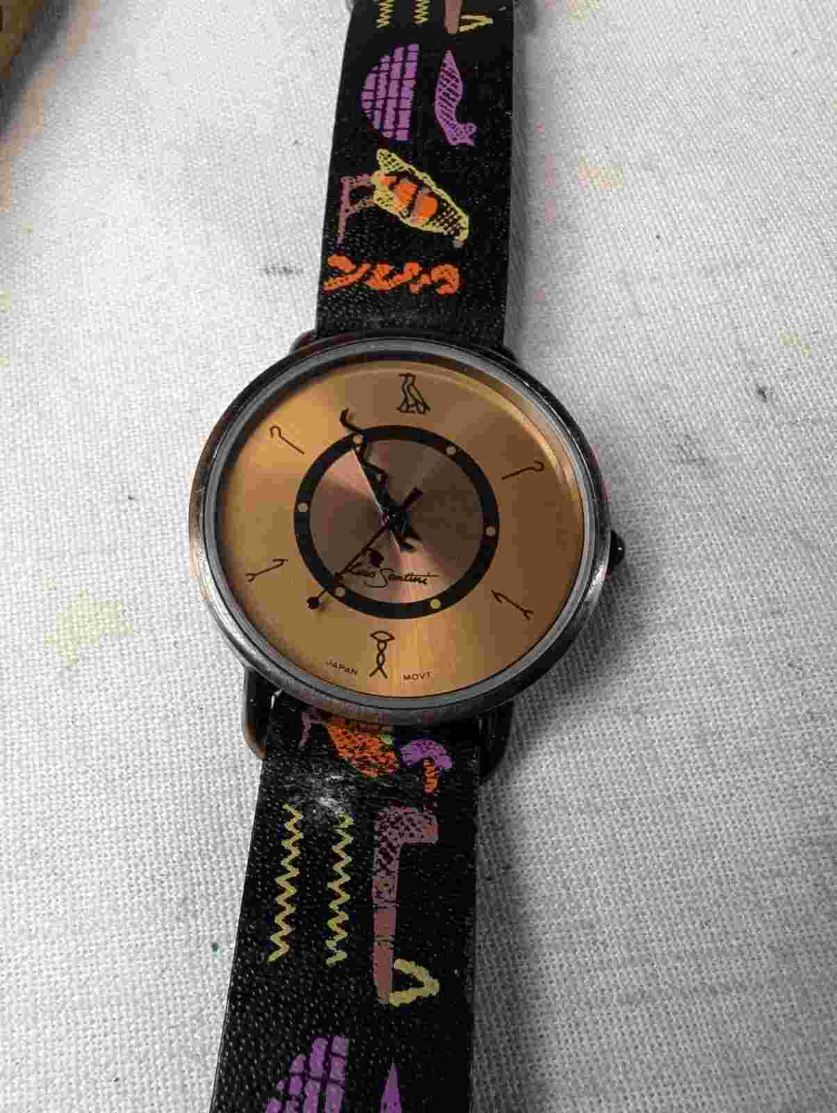 Luis Santini Watch Women Stainless On Leather Quartz Egyptian Motif - Quartz