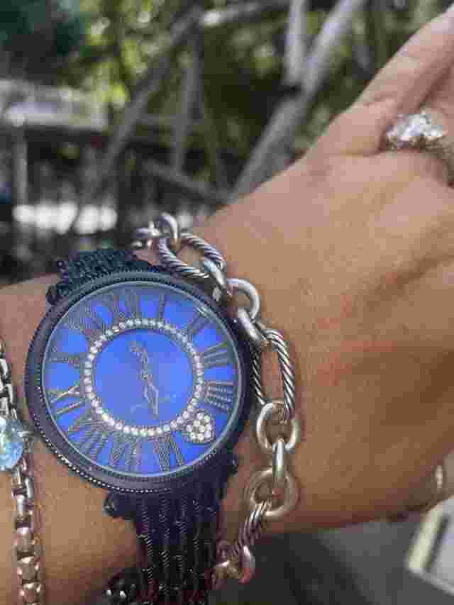 Judith  Ripka MOP IN blue , Diamonique black LONDON watch/ Classic!!