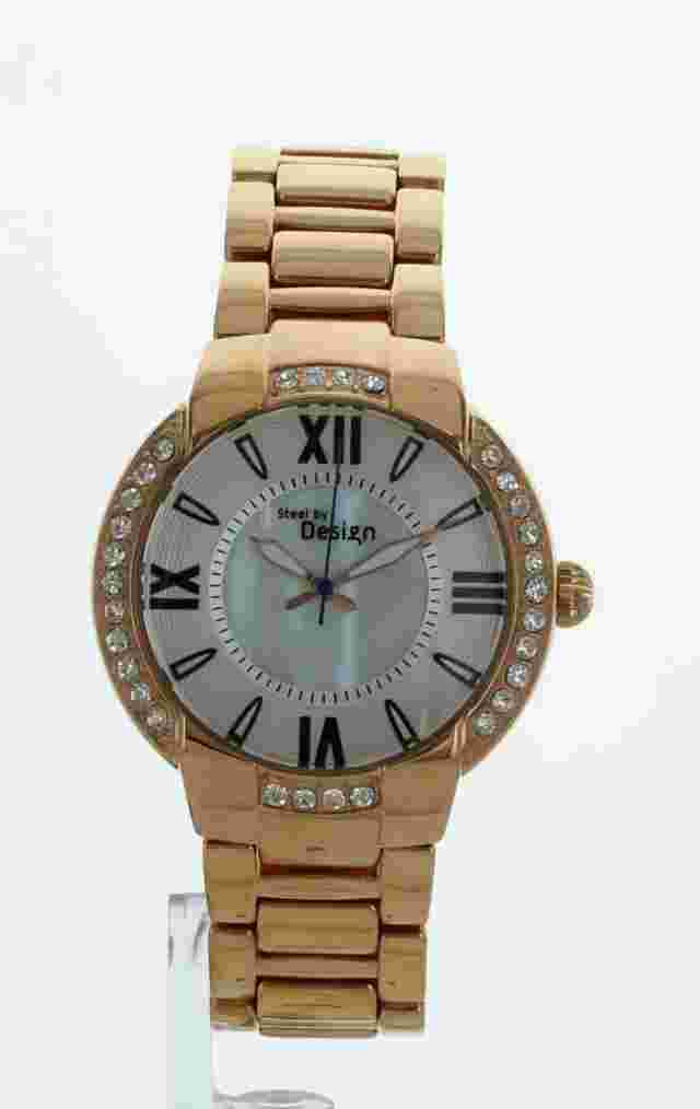 WOMENS Steel by Design Rose Gold tone Round  solid Stainless Steel Watch SBDRG