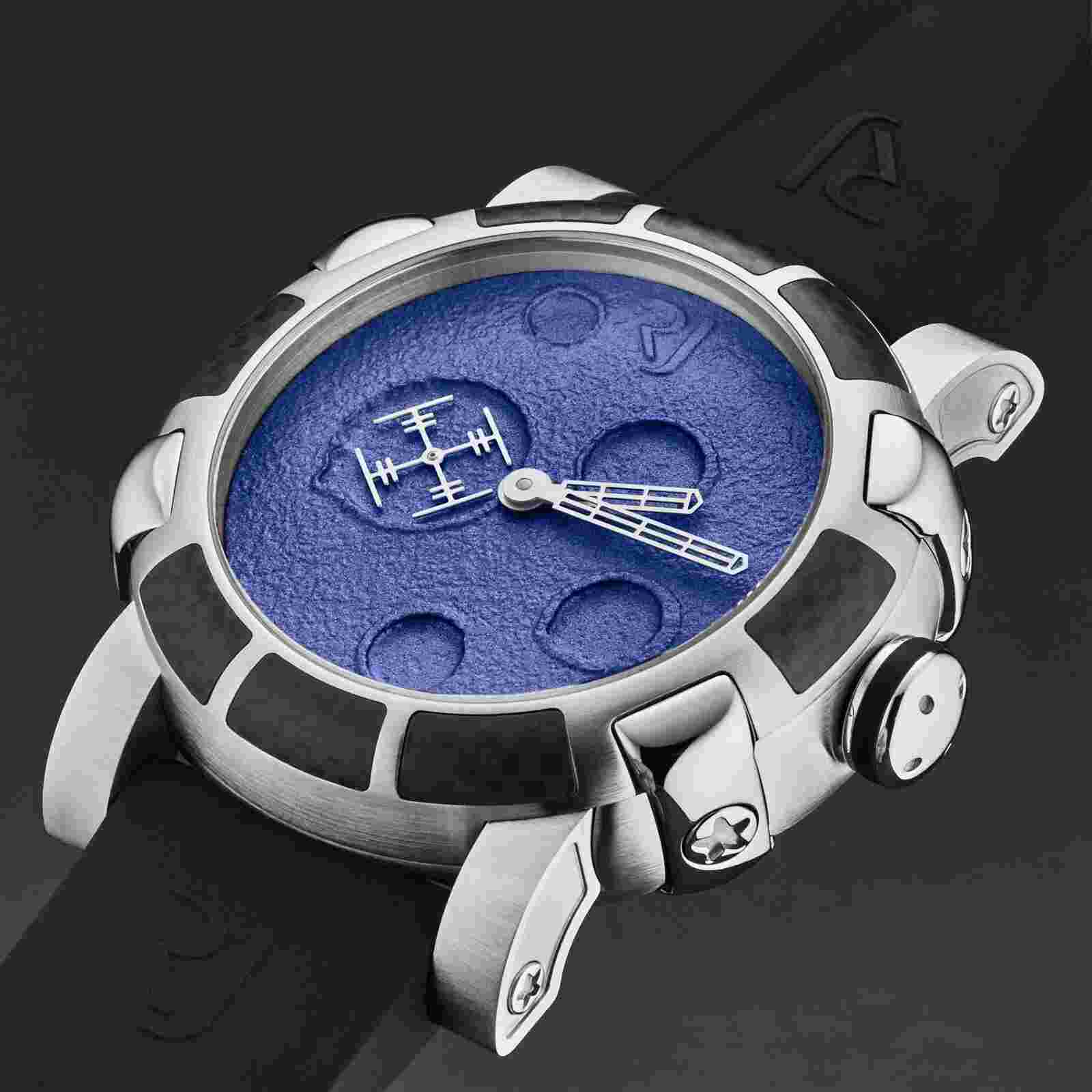 Romain Jerome Mens 'Moon Dust' Blue Dial Black Strap Automatic RJMDAU.501.10