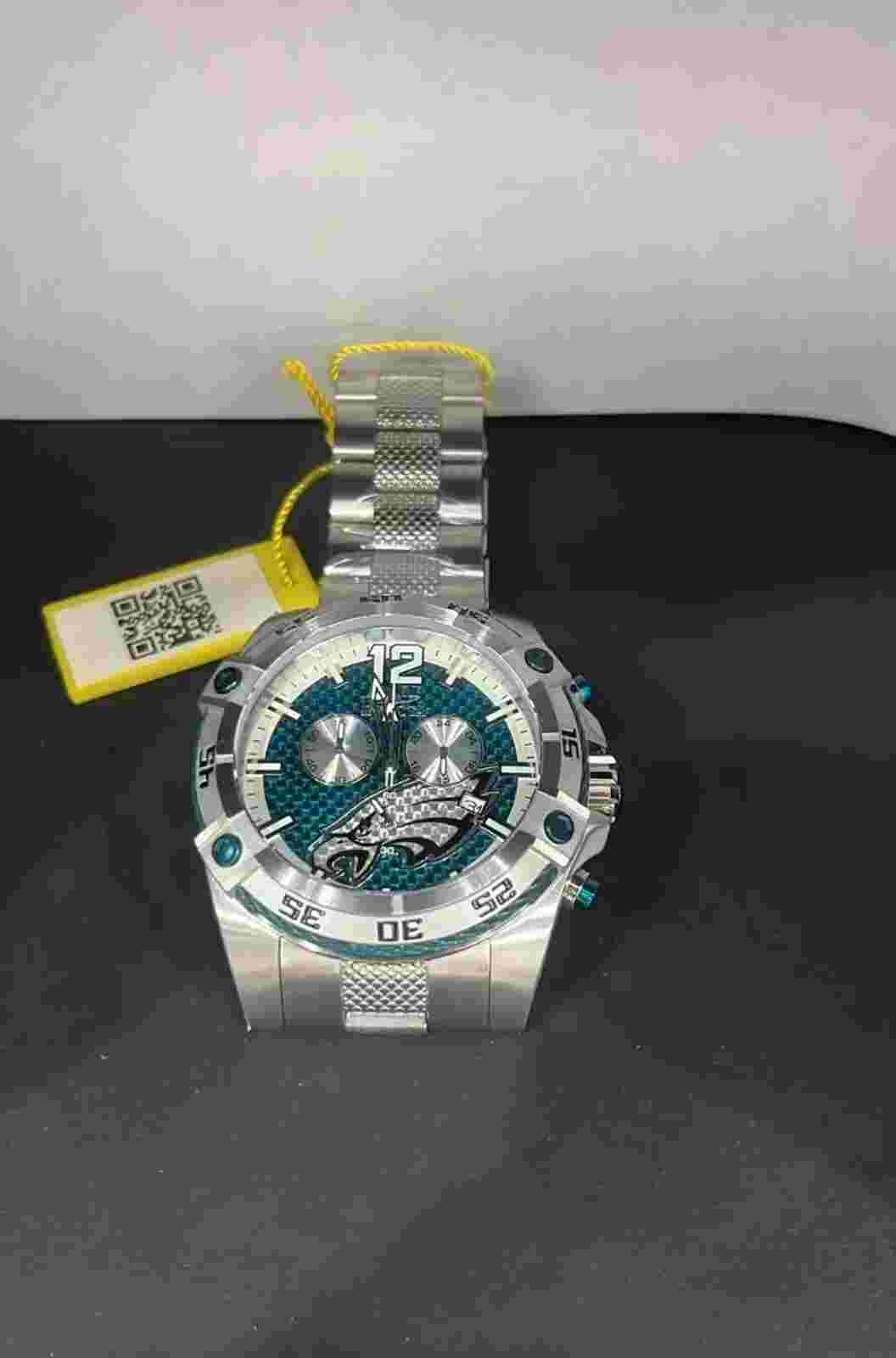 INVICTA 45416 NFL PHILADELPHIA EAGLES CHRONOGRAPH WATCH STEEL QUARTZ 52MM