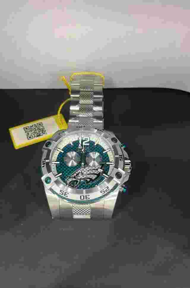 INVICTA 45416 NFL PHILADELPHIA EAGLES CHRONOGRAPH WATCH STEEL QUARTZ 52MM