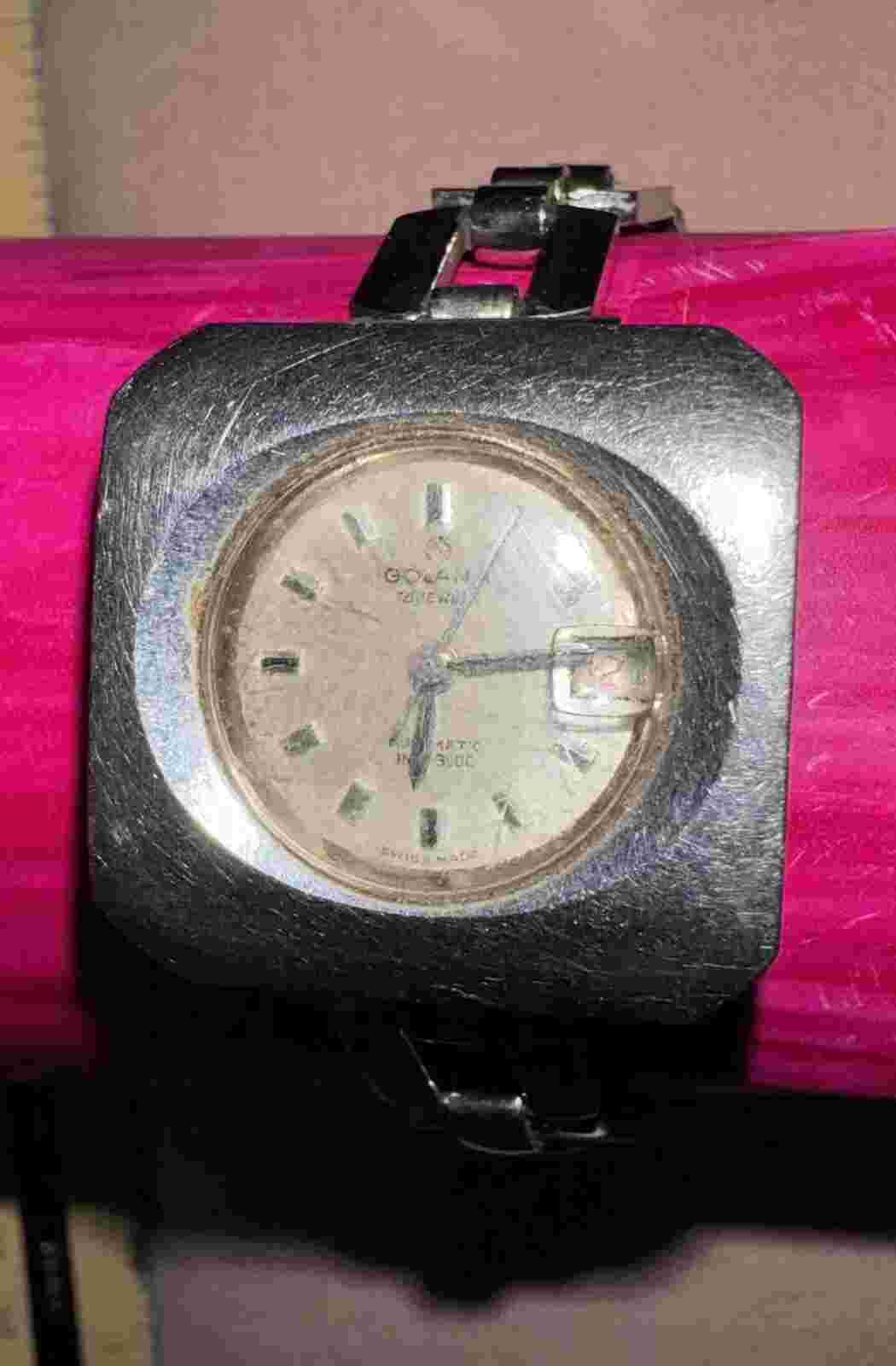 Silver Tone GOLANA automatic 21 Jewels Swiss Made Untested