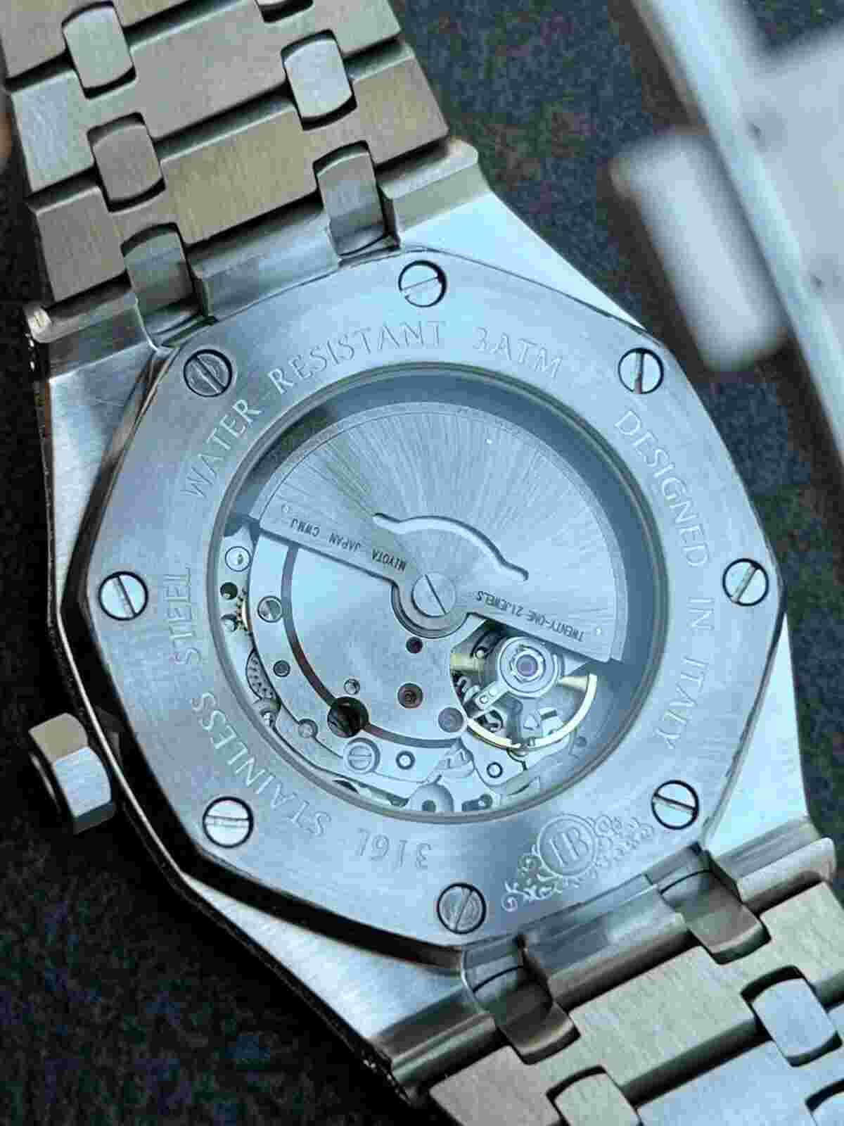 Real MOISSANITE Mens Watch Iced Skeleton Back 44mm Hip Hop Passes Tester Large