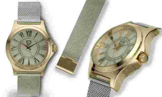 NEW Picard & Cie 9902 Womens Bonita Gold Silver Mesh Bracelet MOP Dial Watch