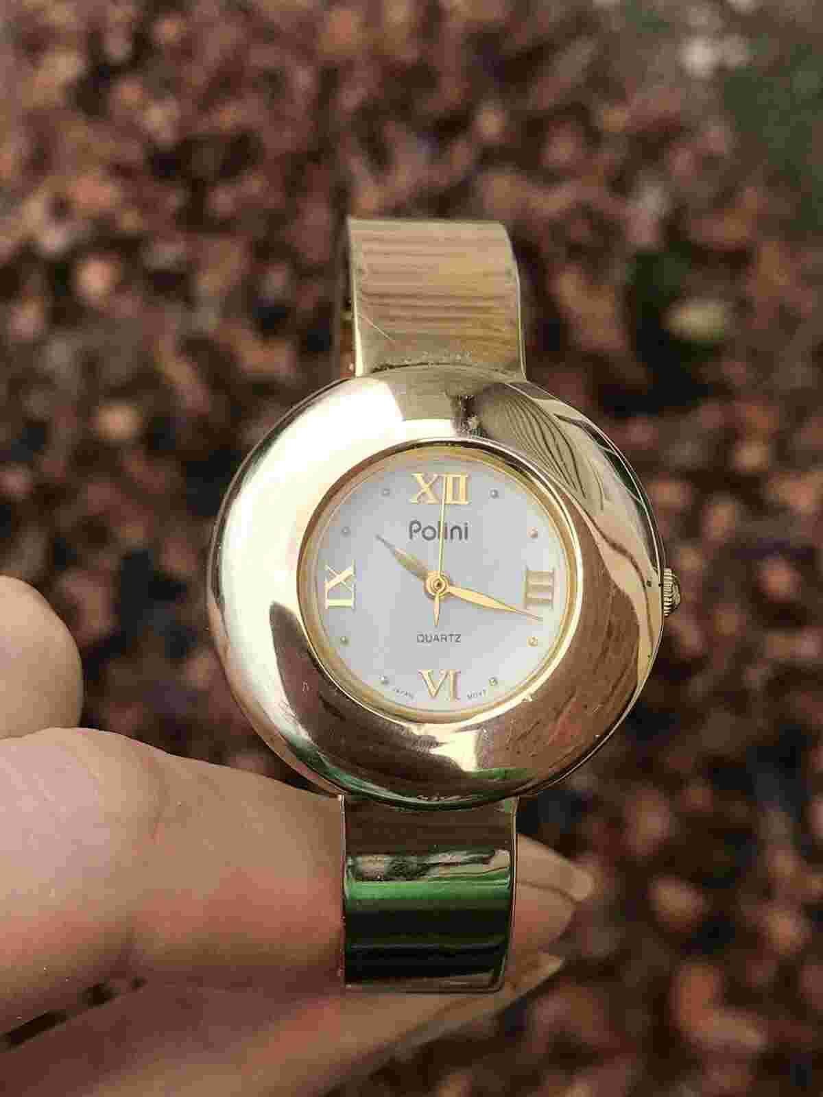 Polini Quartz Ladies Analog Wristwatch Gold Tone Cuff