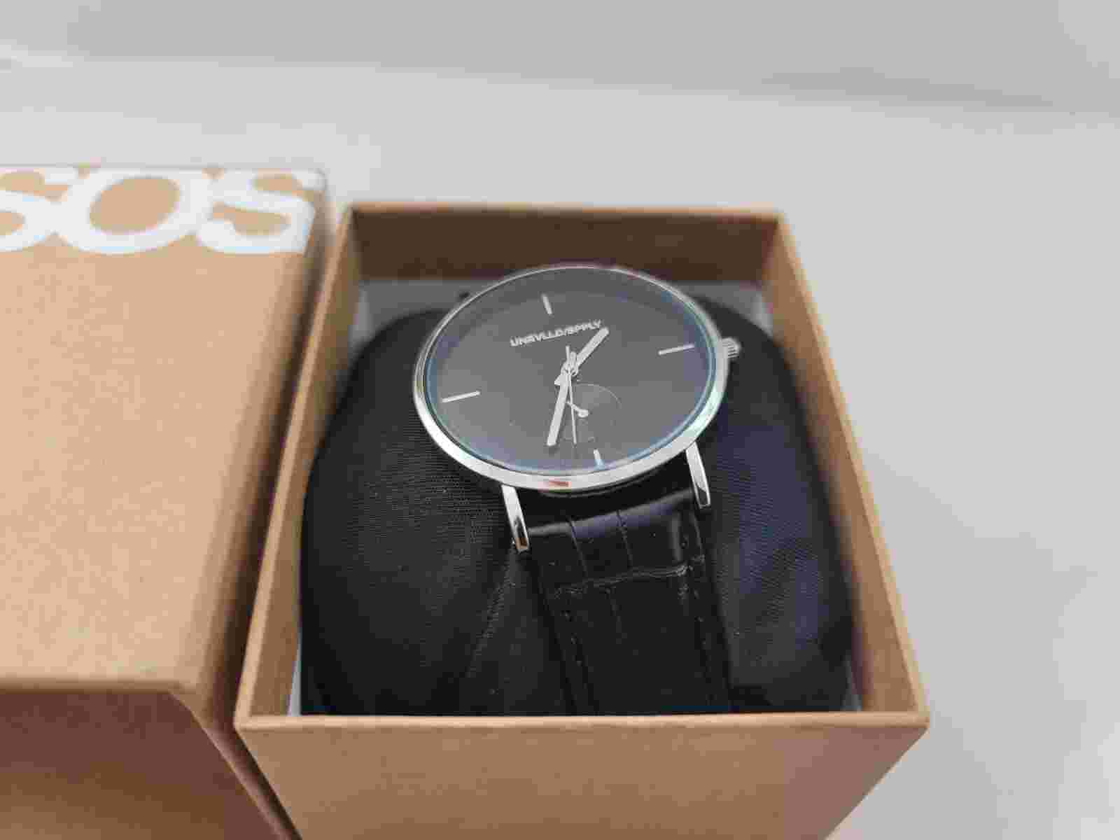 Unrvlld/Spply Minimalist Watch by ASOS, Black, 40mm case