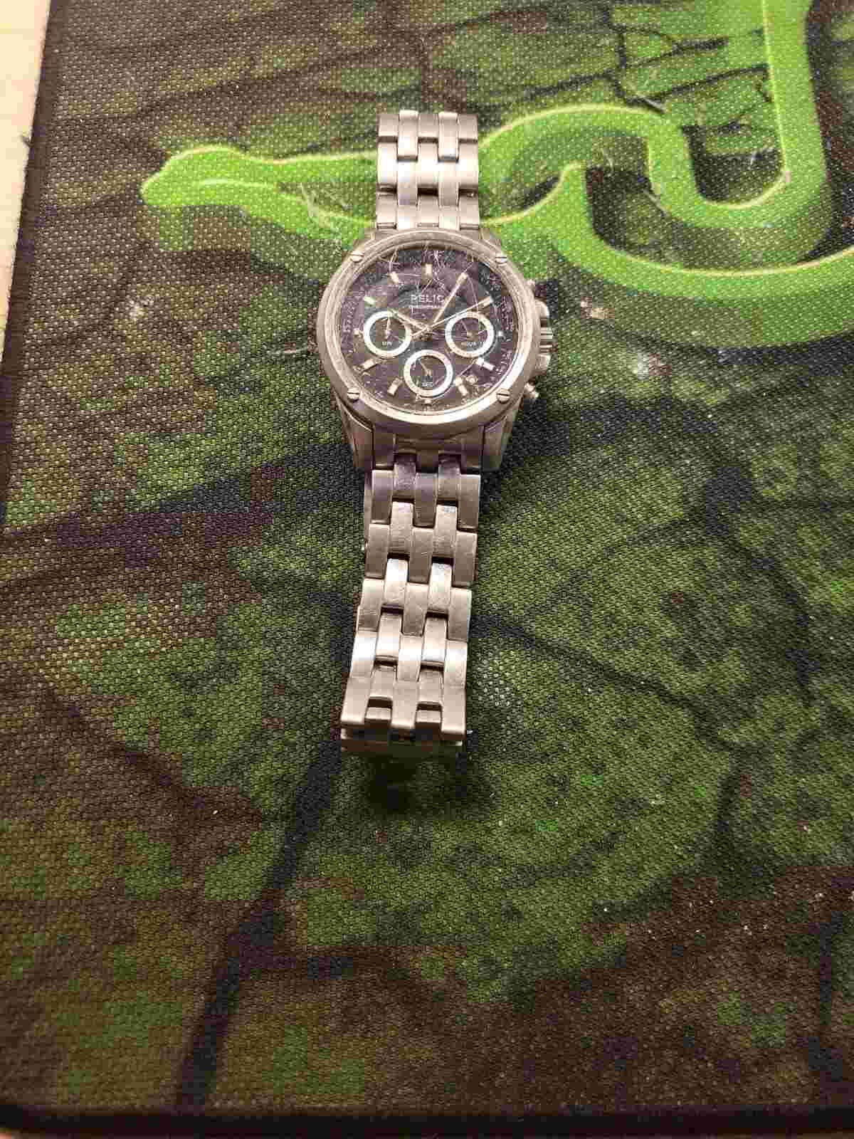 Denacci Watch Mens Silver Tone Square Blue Dial Water Resistant