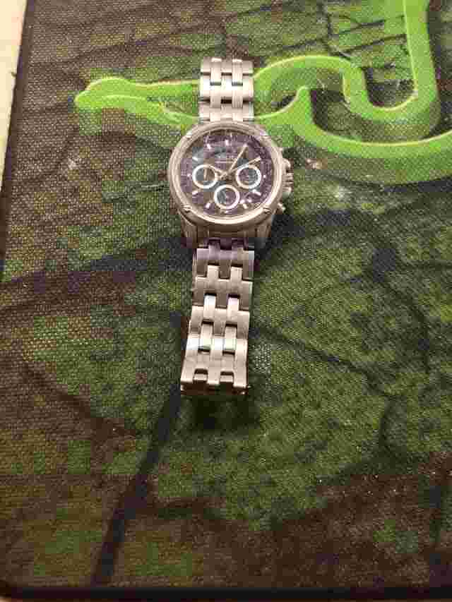 Denacci Watch Mens Silver Tone Square Blue Dial Water Resistant