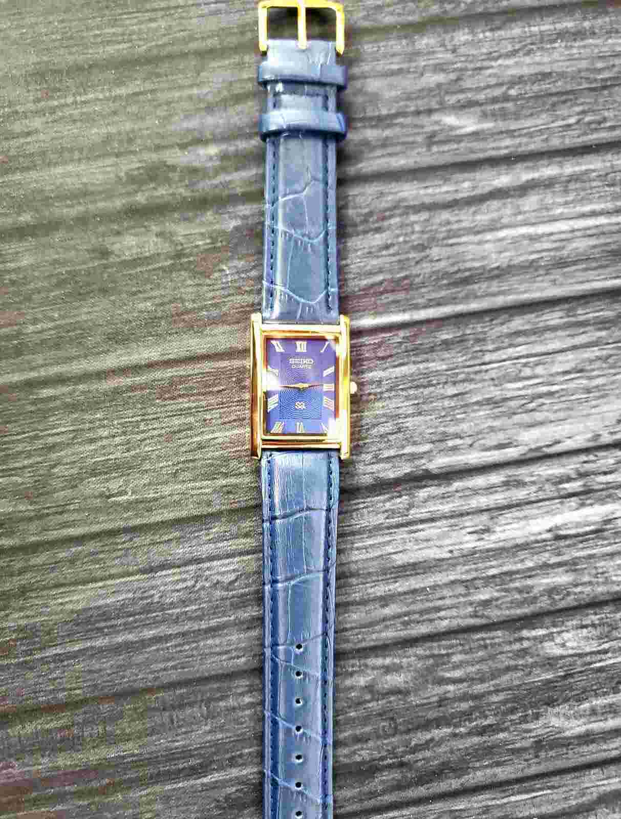 Men's Gold Tank Rectangular Slim Blue Dial New Mvt & Batt🌟